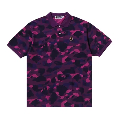 Pre-owned Bape Color Camo Large Ape Head Relaxed Fit Polo Shirt 'purple'