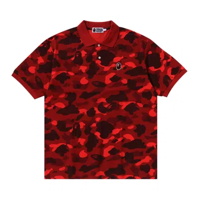 Pre-owned Bape Color Camo Large Ape Head Relaxed Fit Polo Shirt 'red'
