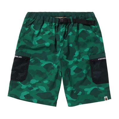 Pre-owned Bape Color Camo Mesh Pocket Shorts 'green'