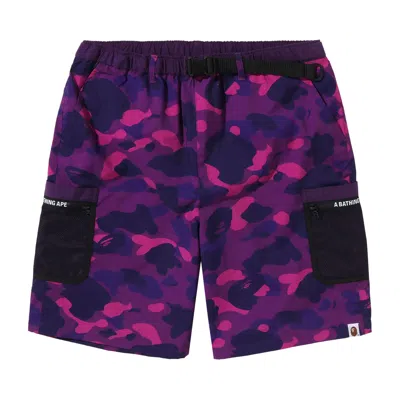 Pre-owned Bape Color Camo Mesh Pocket Shorts 'purple'