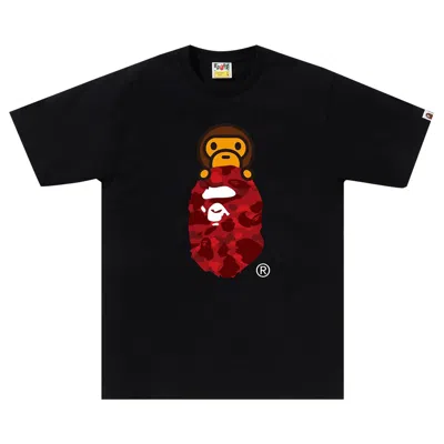 Pre-owned Bape Color Camo Milo On Ape Head Tee 'black/red'
