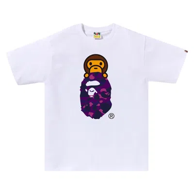 Pre-owned Bape Color Camo Milo On Ape Head Tee 'white/purple'