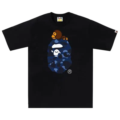 Pre-owned Bape Color Camo Milo On Big Ape Tee 'black/navy' | Men's Size Xxl