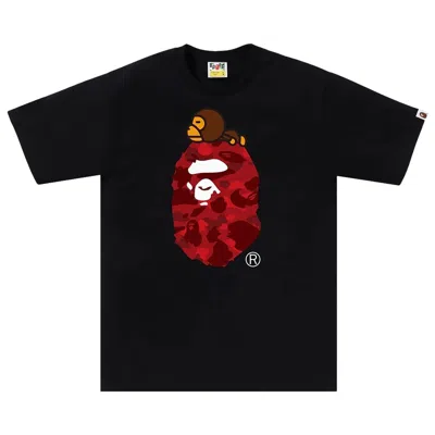 Pre-owned Bape Color Camo Milo On Big Ape Tee 'black/red' | Men's Size L