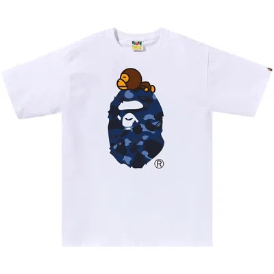 Pre-owned Bape Color Camo Milo On Big Ape Tee 'white/navy' | Men's Size Xxl