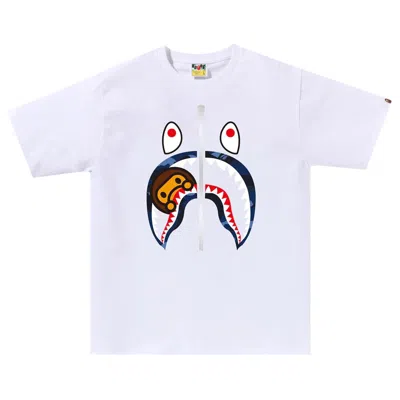 Pre-owned Bape Color Camo Milo Shark Tee 'white/navy'