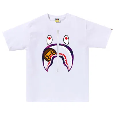 Pre-owned Bape Color Camo Milo Shark Tee 'white/purple' | Men's Size Xl