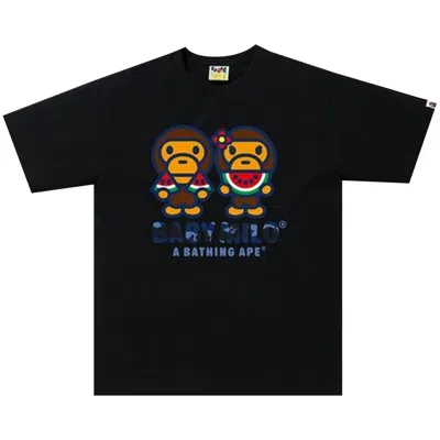 Pre-owned Bape Color Camo Milo Water Melon Summer Tee 'black' | Men's Size Xl
