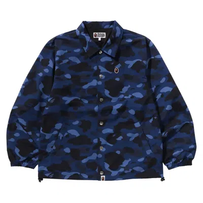 Pre-owned Bape Color Camo One Point Coach Jacket 'navy' In Blue