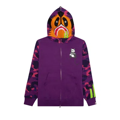 Pre-owned Bape Color Camo Panda Full Zip Hoodie 'purple'