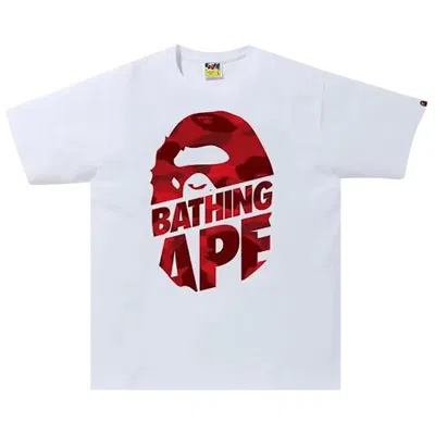 Pre-owned Bape Color Camo Peek Ape Head Tee 'white/red' | Men's Size Xl
