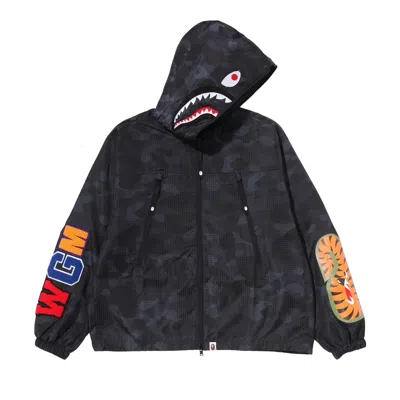 Pre-owned Bape Color Camo Reflective Ripstop Shark Full Zip Jacket 'black' | Men's Size S