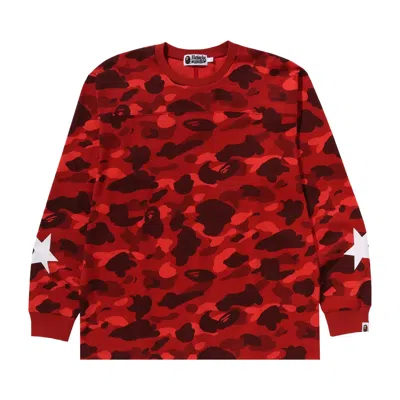 Pre-owned Bape Color Camo Relaxed Fit Long-sleeve Tee 'red' | Men's Size Xl