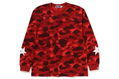 Pre-owned Bape Color Camo Relaxed Fit L/s Tee Red