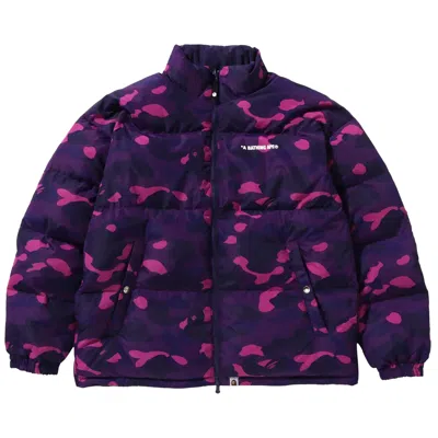 Pre-owned Bape Color Camo Reversible Down Jacket 'purple'