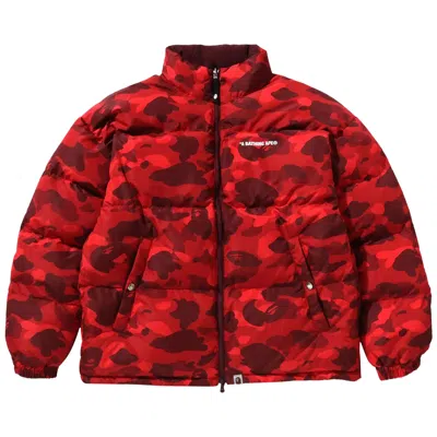 Pre-owned Bape Color Camo Reversible Down Jacket 'red'