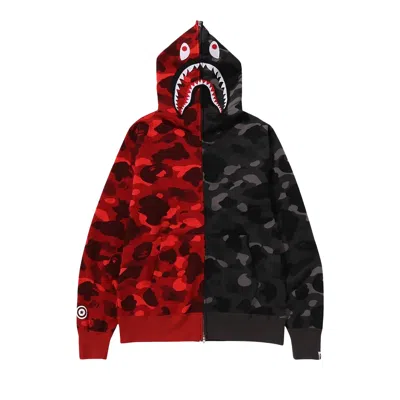 Pre-owned Bape Color Camo Separate Shark Full Zip Hoodie 'red/black' | Multi-color | Men's Size M