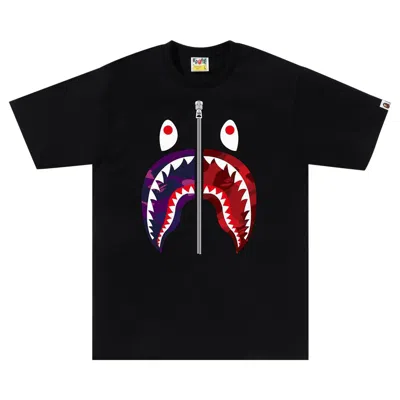 Pre-owned Bape Color Camo Separate Shark Tee 'black/purple'