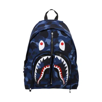 Pre-owned Bape Color Camo Shark Daypack 'navy' | Blue | Men's Size Onesize