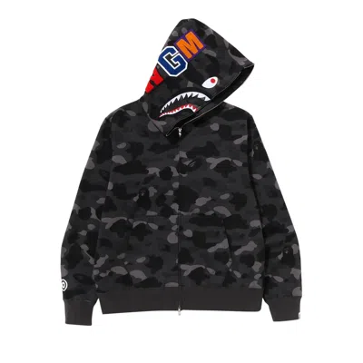 Pre-owned Bape Color Camo Shark Full Zip Hoodie 'black'