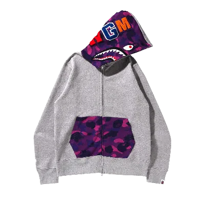 Pre-owned Bape Color Camo Shark Full Zip Hoodie 'grey'