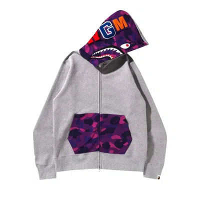 Pre-owned Bape Color Camo Shark Full Zip Hoodie 'grey' | Men's Size Xl