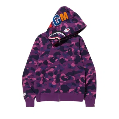 Pre-owned Bape Color Camo Shark Full Zip Hoodie 'purple'