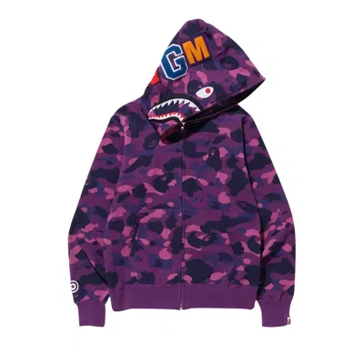 Pre-owned Bape Color Camo Shark Full Zip Hoodie 'purple'