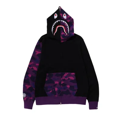 Pre-owned Bape Color Camo Shark Full Zip Hoodie 'purple'