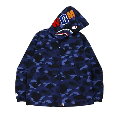 Pre-owned Bape Color Camo Shark Hoodie Jacket 'navy' | Blue | Men's Size M