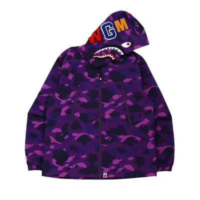 Pre-owned Bape Color Camo Shark Hoodie Jacket 'purple'