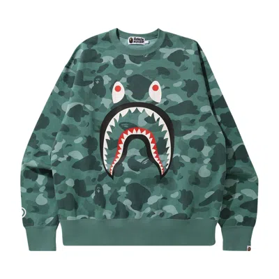 Pre-owned Bape Color Camo Shark Relaxed Fit Crewneck 'green'