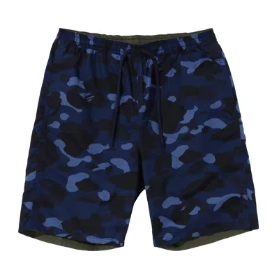Pre-owned Bape Color Camo Shark Reversible Shorts 'navy' In Blue