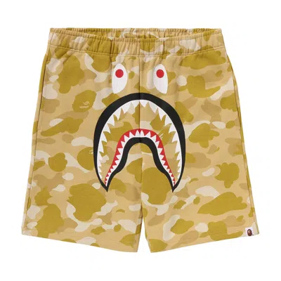 Pre-owned Bape Color Camo Shark Sweat Shorts 'yellow'