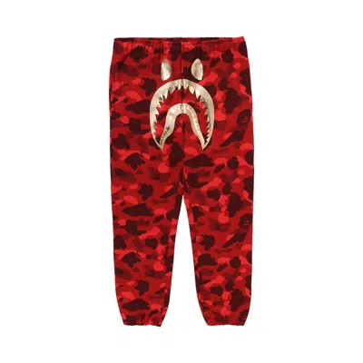 Pre-owned Bape Color Camo Shark Sweatpants 'red'