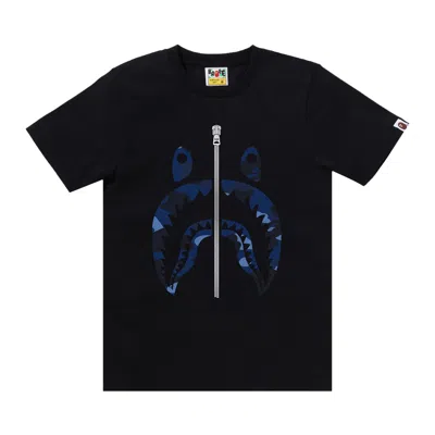 Pre-owned Bape Color Camo Shark Tee 'black/navy' | Women's Size Xs