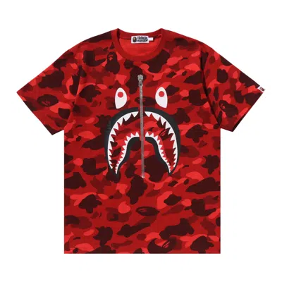 Pre-owned Bape Color Camo Shark Tee 'red' | Men's Size Xl