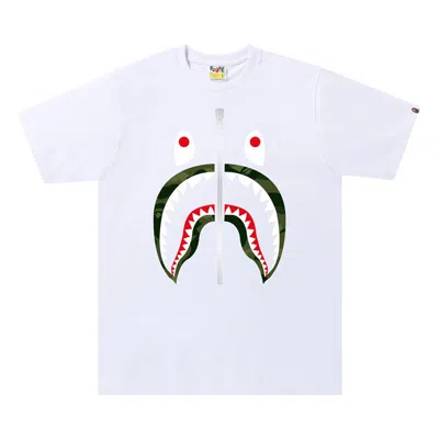 Pre-owned Bape Color Camo Shark Tee 'white/green'