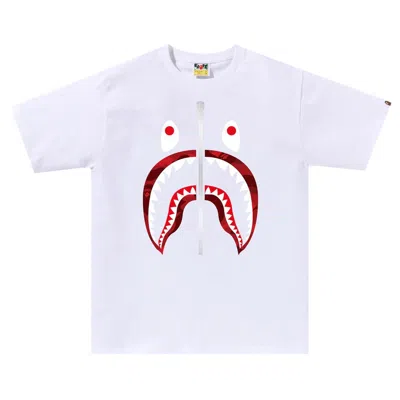 Pre-owned Bape Color Camo Shark Tee 'white/red'