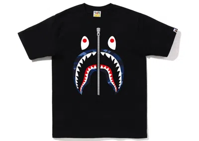 Pre-owned Bape Color Camo Silver Zip Shark T-shirt (ss23) Black Navy In Blue