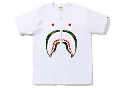 Pre-owned Bape Color Camo Silver Zip Shark T-shirt (ss23) White Green In Multi