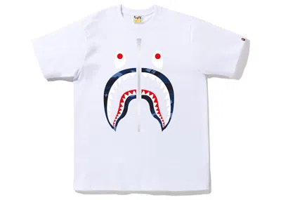 Pre-owned Bape Color Camo Silver Zip Shark T-shirt (ss23) White Navy
