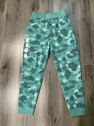 Pre-owned Bape Color Camo Sweat Pants In Green