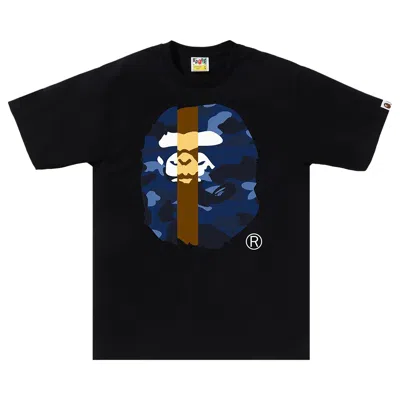 Pre-owned Bape Color Camo Transform Big Ape Head Tee 'black/navy'