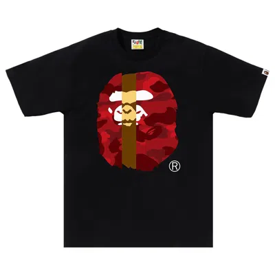 Pre-owned Bape Color Camo Transform Big Ape Head Tee 'black/red'