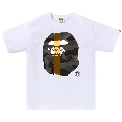 Pre-owned Bape Color Camo Transform Big Ape Head Tee 'white/black'
