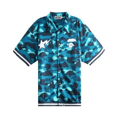 Pre-owned Bape Color Camo Warm Up Short-sleeve Shirt 'green' | Men's Size M