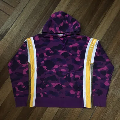 Pre-owned Bape Color Purple Camo Logo Tape Pullover Hoodie