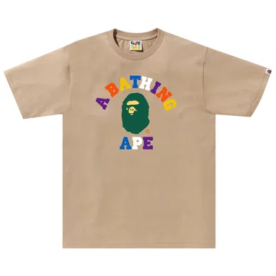 Pre-owned Bape Colors College Tee 'beige' In Brown