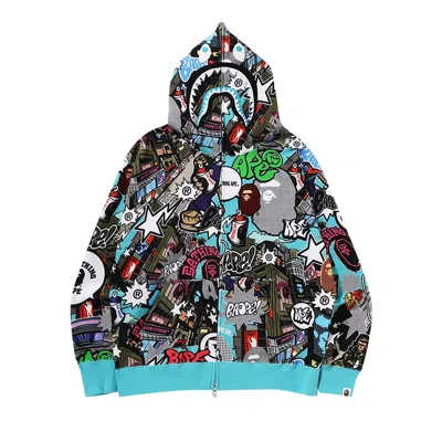 Pre-owned Bape Comic Art Shark Zip Hoodie 'multicolor' In Multi-color